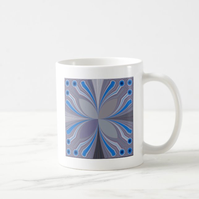 Caneca De Café Impressão de Textura de Bolinhas de Cinza Azul (Direita)