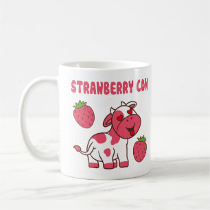Caneca De Café Impressão de vaca de morango