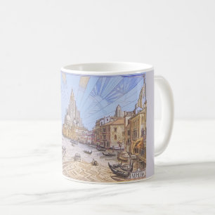 Caneca De Café Impressão de Viagem Art Déco Retro do Grande Canal