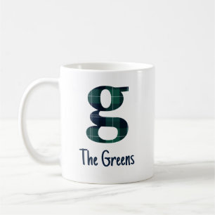 Caneca De Café Impressão de xadrez letra minúscula g inicial e no