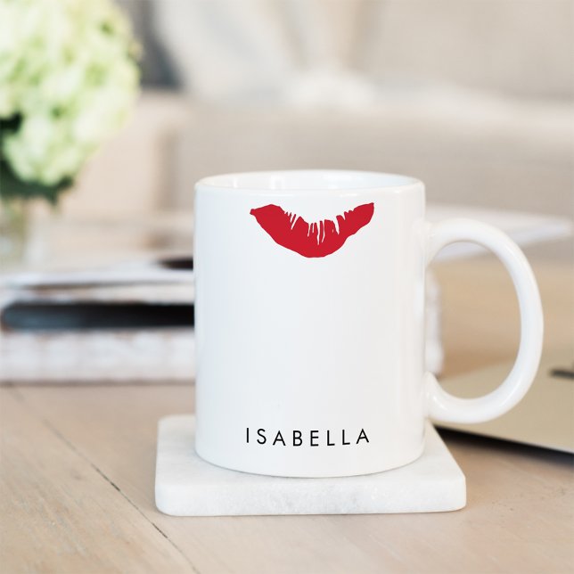 Caneca De Café Impressão do Red Lip Personalizado (Criador carregado)
