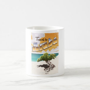 Caneca De Café Impressão do viagem da praia do vintage de Aruba