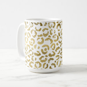 Caneca De Café Impressão Dourada Glam Leopardo