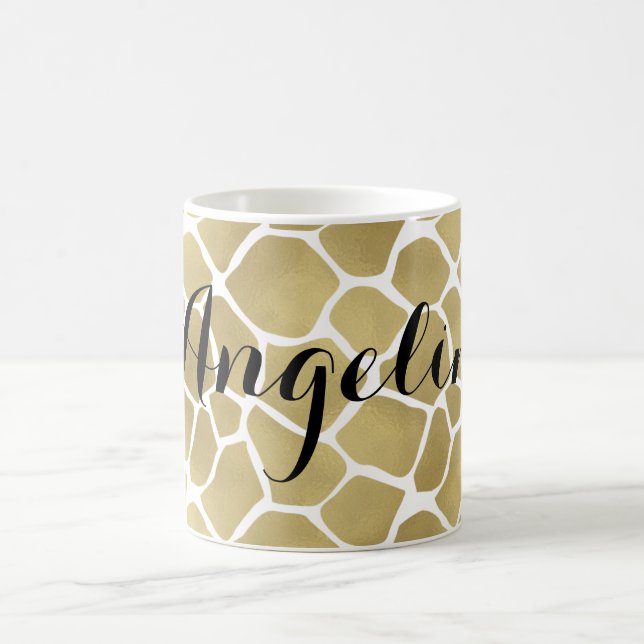 Caneca De Café Impressão Dourado do girafa personalizado (Centro)