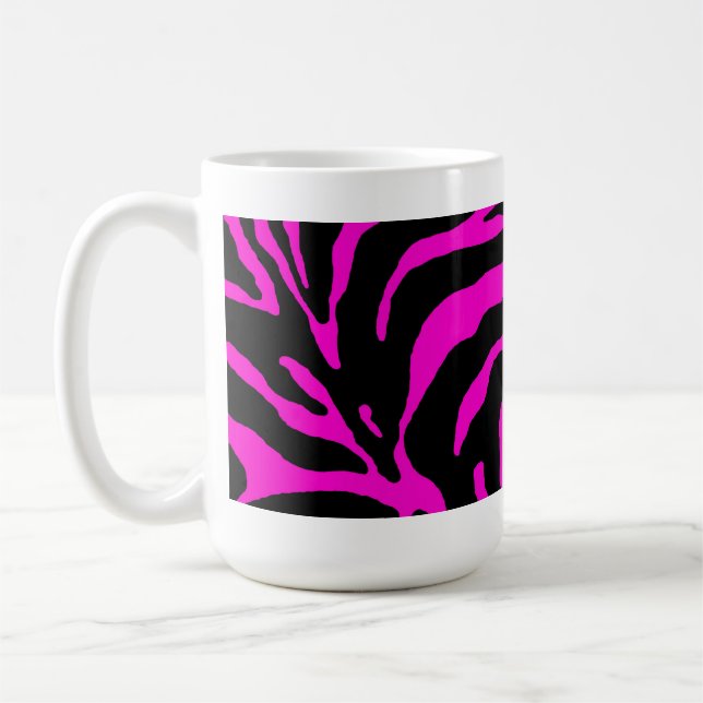 Caneca De Café Impressão em animais com faixa de zebra rosa (Esquerda)