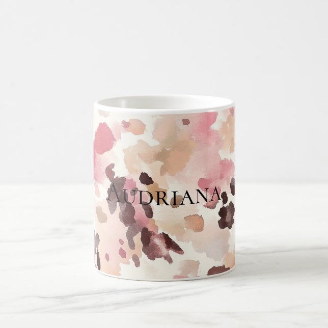 Caneca De Café Impressão em Animais de Leopardo Castanho Rosa-Ros (Centro)