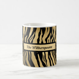 Caneca De Café Impressão em animais pretos e selvagens Dourados c