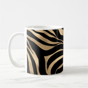 Caneca De Café Impressão em Black Zebra Dourada Metálica Elegante