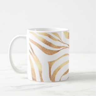 Caneca De Café Impressão em branco Elegante Dourada de Zebra