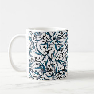 Caneca De Café Impressão Floral. Curvas naturais de ornamento. P