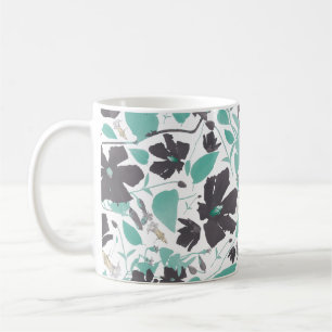 Caneca De Café Impressão floral do Clematis em cores da hortelã