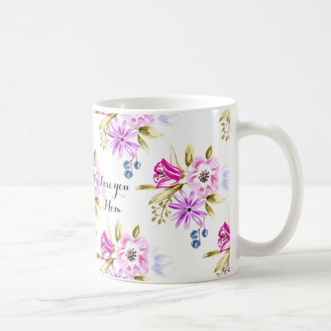 Caneca De Café Impressão floral esboçado moderno (Direita)