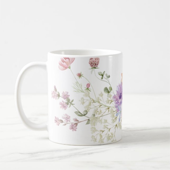 Caneca De Café Impressão Floral Ilustrado à Mão (Esquerda)