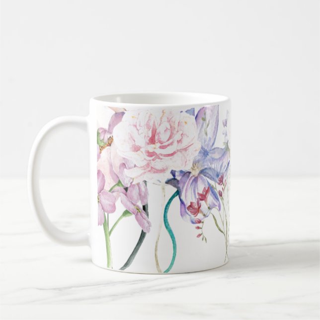 Caneca De Café Impressão Floral pintado À Mão Belamente (Esquerda)