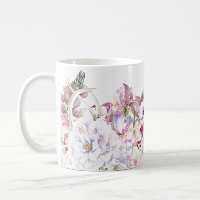 Caneca De Café Impressão Floral pintado À Mão Belamente (Esquerda)