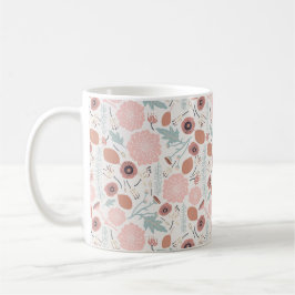 Caneca De Café Impressão Floral Repetitivo de Azul Cor-de-Rosa Re