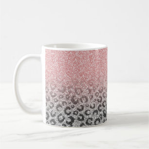 Caneca De Café Impressão Leopard Glitter Glitter Elegante e Rosa