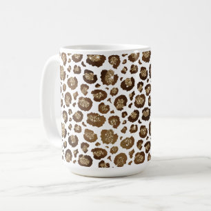Caneca De Café Impressão Leopardo Glitter Dourada