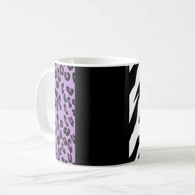 Caneca De Café Impressão Leopardo, Impressão Zebra, Impressão Ani (Frente Esquerda)