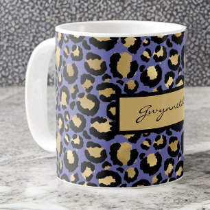 Caneca De Café Impressão Leopardo Preto Roxo Muito Peri