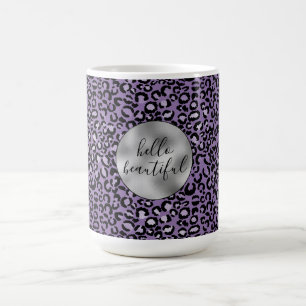 Caneca De Café Impressão Leopardo Roxo