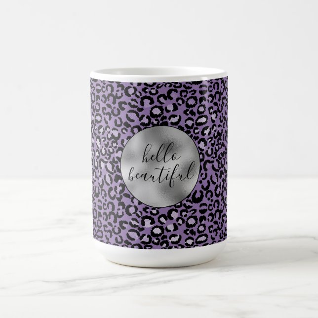 Caneca De Café Impressão Leopardo Roxo (Centro)