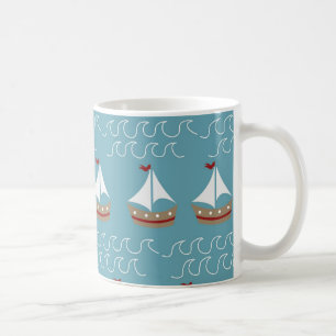 Caneca De Café Impressão náutico do barco de vela