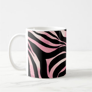 Caneca De Café Impressão Negra-Negra-Negra Elegante Rosa Dourada