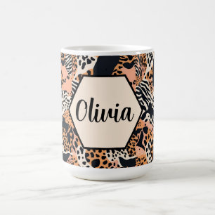 Caneca De Café Impressão Personalizada de Guepardo e Zebra