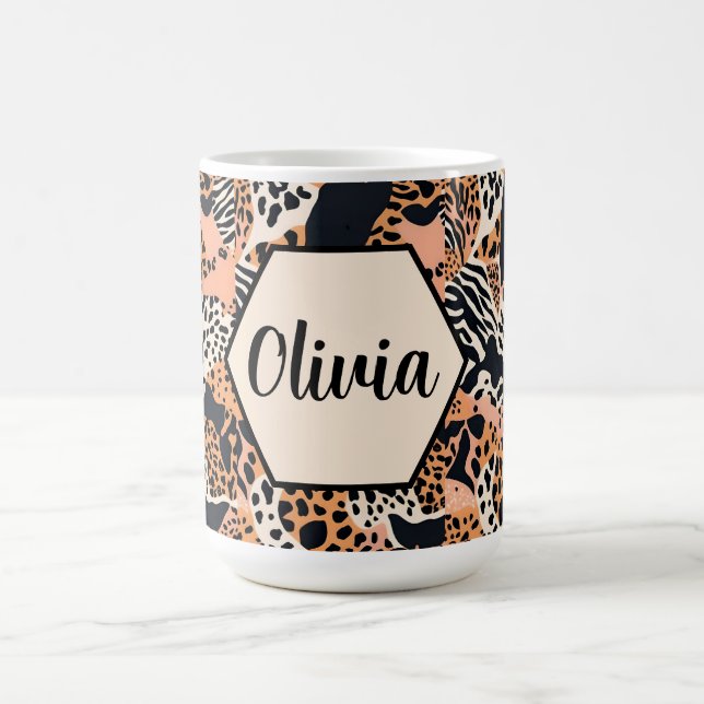 Caneca De Café Impressão Personalizada de Guepardo e Zebra (Centro)