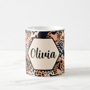Caneca De Café Impressão Personalizada de Guepardo e Zebra