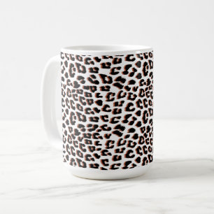 Caneca De Café Impressão Preta Castanho e Leopardo Branco