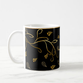 Caneca De Café Impressão preto e Dourado