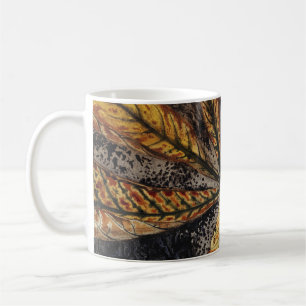 Caneca De Café Impressão Vintage de Folha de Castanha de Outono e