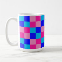 Impressão Xadrez Rosa e Azul