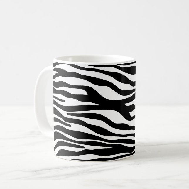 Caneca De Café Impressão Zebra, Banhas Zebra, Preto E Branco (Frente Esquerda)