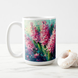 Caneca De Café Impressionante Floral de Hiacintos Rosa