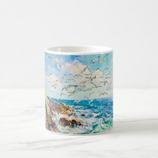 Caneca De Café Impressionist Cliff Coast with Seagull – Ocean Art