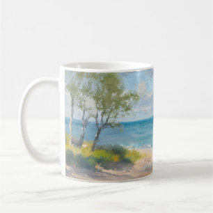 Caneca De Café Impressionista Arte de Praia de Manhã Serena à Bei