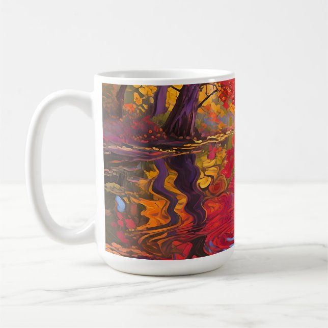 Caneca De Café Impressionista da Lagoa de Reflexão de Outono (Esquerda)