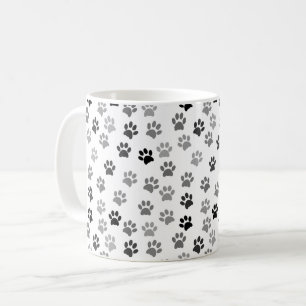Caneca De Café Impressões de pata de cachorro  Branco e Cinzas
