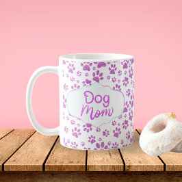 Caneca De Café Impressões de Pata de Mãe de Cachorro Brilho Roxo