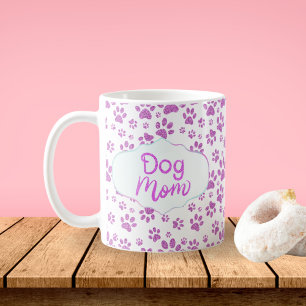 Caneca De Café Impressões de Pata de Mãe de Cachorro Brilho Roxo