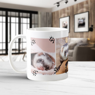 Caneca De Café Impressões de patas de furão fofas quatro fotos de