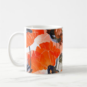 Caneca De Café Impressões de Poppies Brilhantes: Arte Invisível