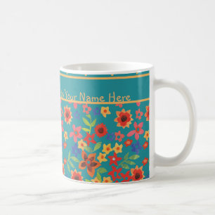 Caneca De Café Impressões Florais Retroativas na Mug de Café Pers