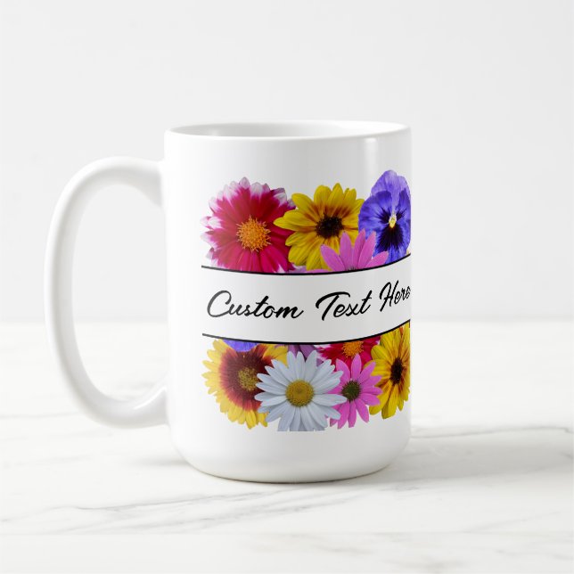 Caneca De Café In Bloom - Quadrado Dividir Floral (Esquerda)