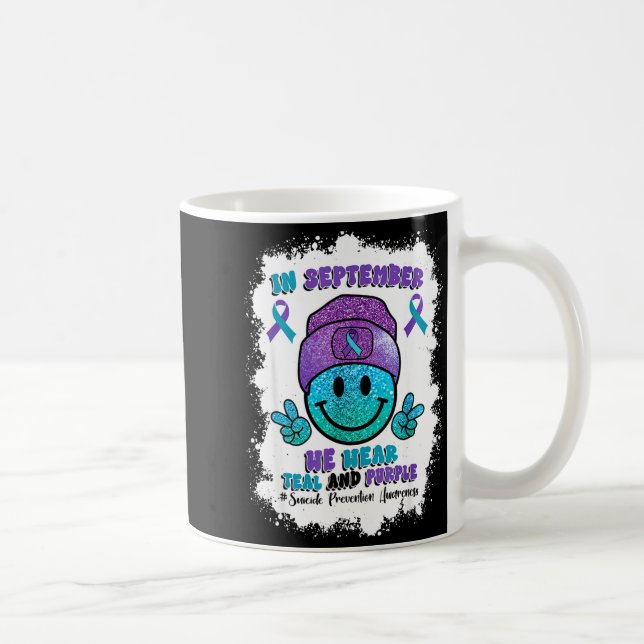 Caneca De Café In September We Wear Teal Purple Ribbon Suicide Pr (Direita)