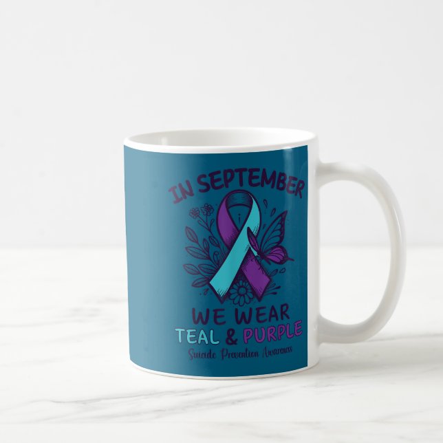 Caneca De Café In September We Wear Teal Purple Ribbon Suicide Pr (Direita)