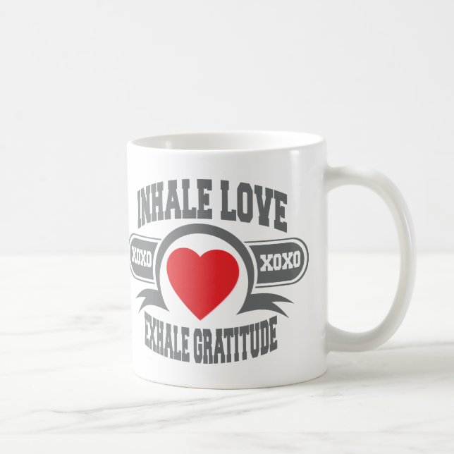 Caneca De Café Inale o amor, expire a gratitude (Direita)